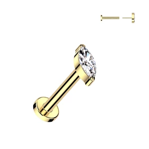 Arany Színű Titánium Push-in Labret Piercing Kő Díszítéssel
