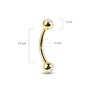 Arany Színű Titánium Szemöldök Piercing Kővel