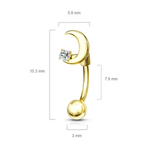 Arany Színű Szemöldök Piercing Hold Dísszel