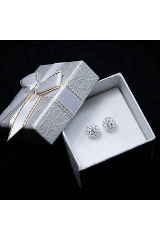 A & ONE Fehér gömb fülbevaló, Swarovski® kövekkel díszítve (8mm)