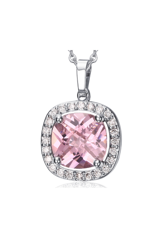 A & ONE Női ezüst színű rozsdamentes acél nyaklánc rózsaszín strasszos medállal