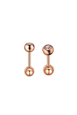 A & ONE Rózsaarany Színű Orvosi Acél Piercing, Kis Cirkónia Köves Díszítéssel, 6 mm