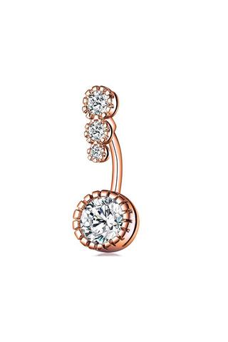 A & ONE Elegáns arany színű 4 cirkónia kővel díszített köldök piercing