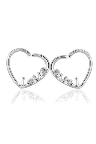 A & ONE Ezüst Színű 1db-os Szív Alakú Love Feliratos Cirkonia Köves Hamis Piercing