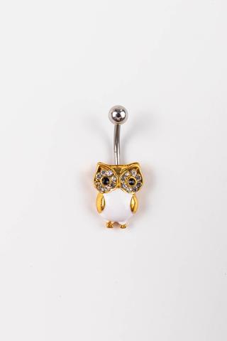 A & ONE Arany Színű Fehér Bagollyal Díszített Piercing