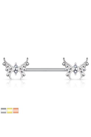 A & ONE 14 Karátos Arannyal Bevont Ezüst Színű Egyenes Szárú Piercing Pillangókkal
