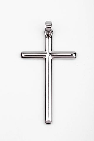 A & ONE Ezüst Színű Rozsdamentes Acél Kereszt Medál, 3,6 x 2 cm