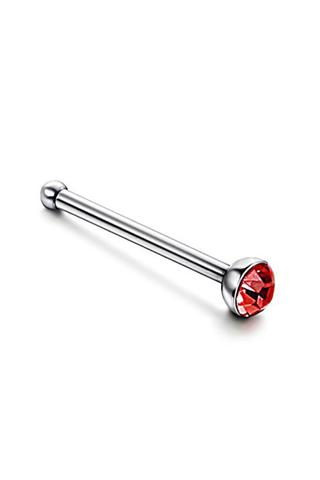 A & ONE Ezüst Színű Titánium Piercing, Piros Kristály Kővel, 8,6 mm
