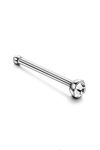 A & ONE Ezüst Színű Titánium Piercing, Fehér Kristály Kővel, 8,6 mm
