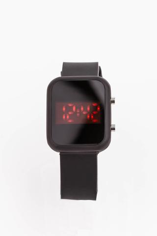 A & ONE Fekete Színű Keskeny Tokkal Készített Gumi Szíjas Sportos Digitális Karóra