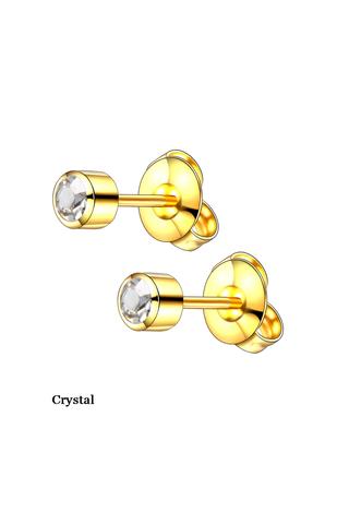 Arany Színű Orvosi Acél Fülbevaló, Fehér Cirkónia Kővel, 4 mm