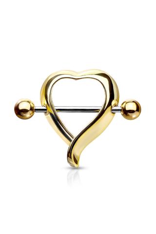 A & ONE Arany Színű Orvosi Acél Szívecskés Mell Piercing
