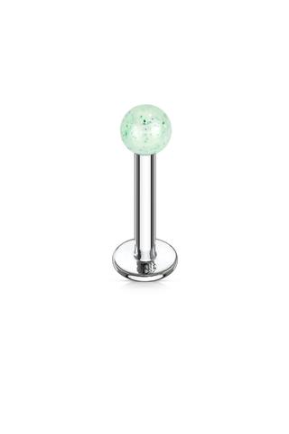 A & ONE Orvosi Acélból Készült, Átlátszó, Zöld Csillámos Piercing, 4 mm