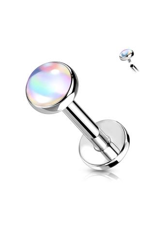 A &amp; ONE Ezüst Színű 316L Orvosi Acél Egyenesszárú Labret Piercing Kék Színjátszós Kővel