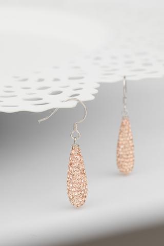 Swarovski Kövekkel Díszített S925 Bézs Lógós Fülbevaló