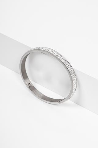 A &amp; ONE Ezüst Színű Rozsdamentes Acélból Készült Swarovski Kövekkel Kirakott Karperec