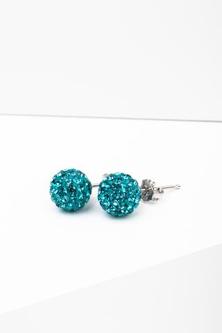 A &amp; ONE S925 Ezüst Gömb Fülbevaló Türkizkék Swarovski® Kövekkel