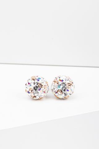 A & ONE S925 Ezüst Gömb Fülbevaló Bézs És Színes Swarovski® Kövekkel