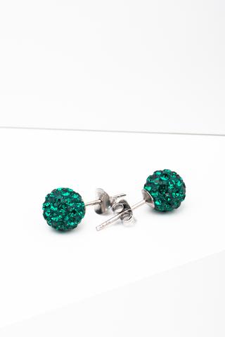 A &amp; ONE S925 Ezüst Gömb Fülbevaló Sötétzöld Swarovski® Kövekkel