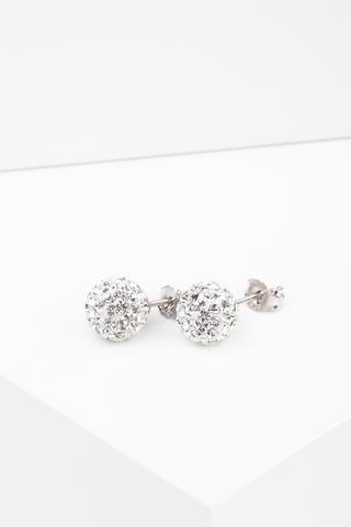A &amp; ONE S925 Ezüst Gömb Fülbevaló Fehér Swarovski® Kövekkel