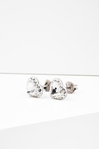 Csillogó Swarovski Kövekkel Díszített Apró Szív Alakú S925 Ezüst Fülbevaló