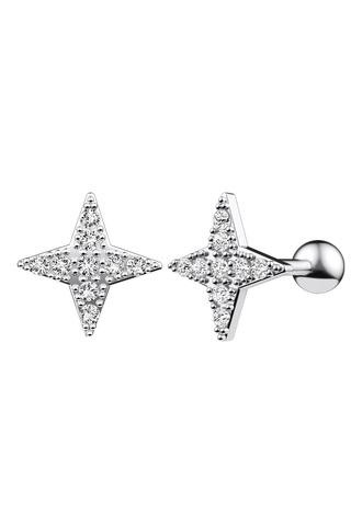 A &amp; ONE Fehér Köves Ezüst Színű Rozsdamentes Acél Barbell Piercing