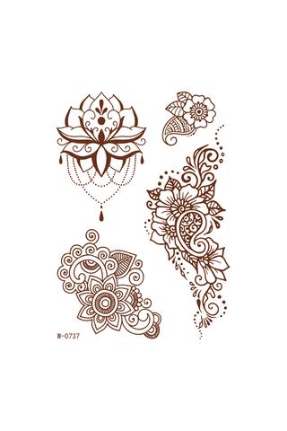 4 Darabos Henna Matrica Tetoválás Szett Virágos Motívumokkal