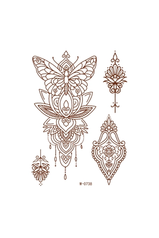 4 Darabos Henna Matrica Tetoválás Szett Virágos Motívumokkal