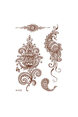 4 Darabos Henna Matrica Tetoválás Szett Virágos Motívumokkal