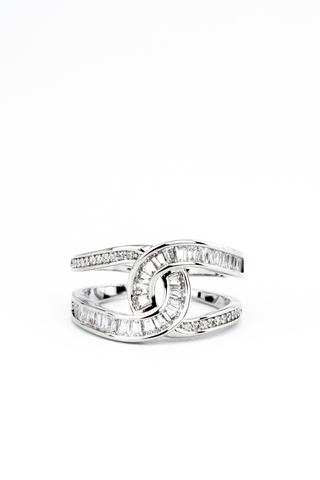 Ezüst Színű Rozsdamentes Acél Állítható Méretű Strasszköves Gyűrű
