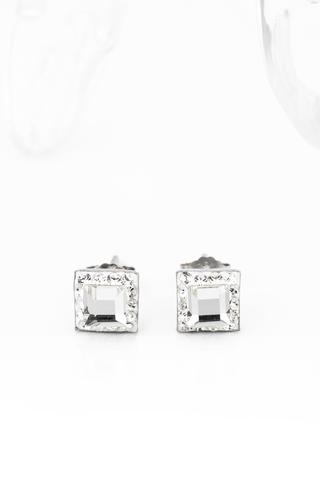 A&amp;ONE S925 Ezüst Négyzet Alakú Fülbevaló Fehér Swarovski® Kövekkel