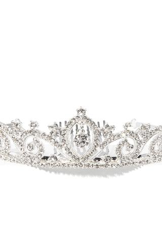 Esküvői Alkalmi Ezüstös Tiara Csillogó Kövekkel Díszítve