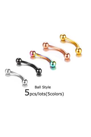 A &amp; ONE 5 db-os 316L Rozsdamentes Acél Szemöldök Piercing Szett Bogyós Véggel