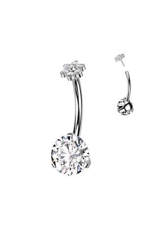 Ezüst Színű Titánium Fehér Cirkónia Köves Köldök Piercing