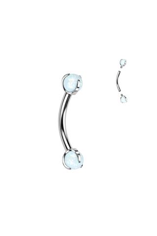 Ezüst Színű Titánium Fehér Cirkónia Kővel Díszített Barbell Piercing