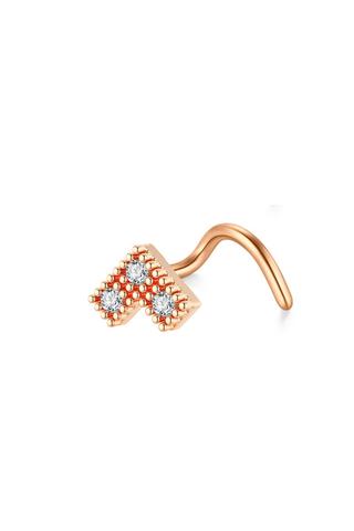 A &amp; ONE Rosegold Színű Rozsdamentes Acélból Készült Fehér Köves Orrpiercing 