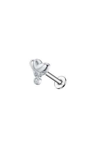 A &amp; ONE Ezüst Színű Rozsdamentes Acélból Készült Szív Alakú Strasszköves Labret Piercing 