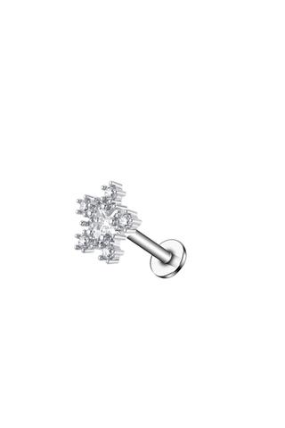 A &amp; ONE Ezüst Színű Rozsdamentes Acélból Készült Hópehely Alakú Strasszköves Labret Piercing 