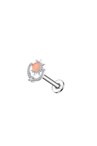 A &amp; ONE Ezüst Színű Rozsdamentes Acélból Készült Rózsaszín Köves És Fehér Strasszköves Labret Piercing 