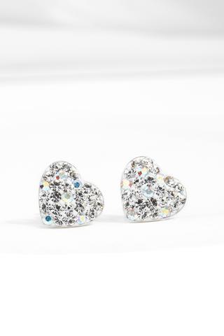 Szív Alakú Swarovski® Kristályokkal Kirakott S925 Ezüst Fülbevaló - 9 mm