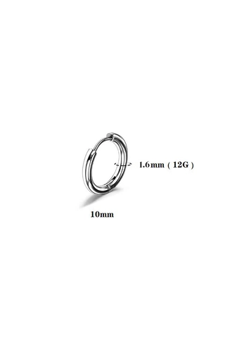A & ONE Ezüst Színű Titánium Karika Piercing - 10 mm