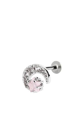 A & ONE Ezüst Színű Hold Alakú Rozsdamentes Acél Labret Piercing