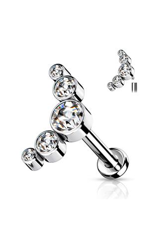 A & ONE Ezüst Színű Titánium Labret Piercing Csillogó Cirkónia Kövekkel
