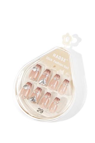 Nude-Barna Francia Műköröm Tip Csillagokkal Díszítve - 30 db