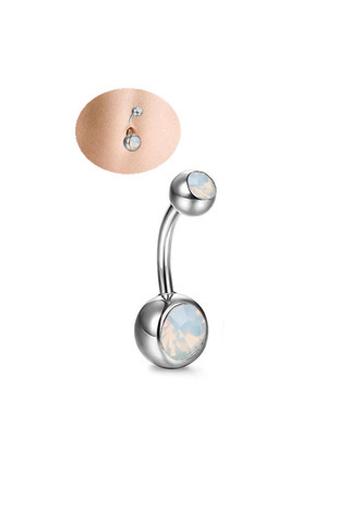 Kép 1/2 - A & ONE Ezüst Színű Strasszköves Orvosi Acélból Készült Köldök Piercing