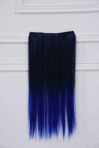 Kép 1/5 - Fekete-Kék Ombre Csatos Póthaj -- 75 cm
