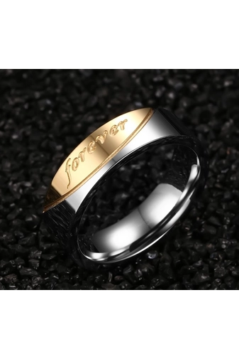 Kép 2/5 - A & ONE Arany És Ezüst Színű Páros Titánium Karika Gyűrű -- Férfi