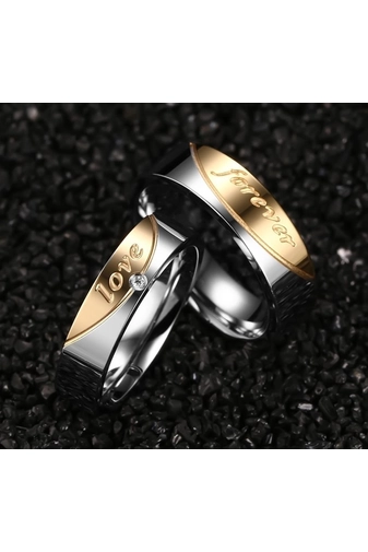 Kép 4/5 - A & ONE Arany És Ezüst Színű Páros Titánium Karika Gyűrű -- Férfi