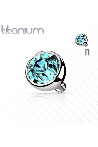 Kép 1/3 - A & ONE Ezüst Színű Titánium Kék Köves Golyó Piercing