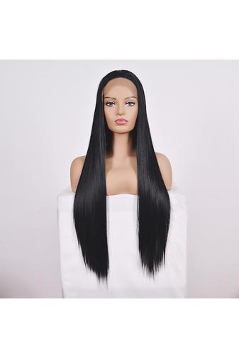 Kép 3/4 - Fekete Színű Egyenes Lace Front Szintetikus Paróka 